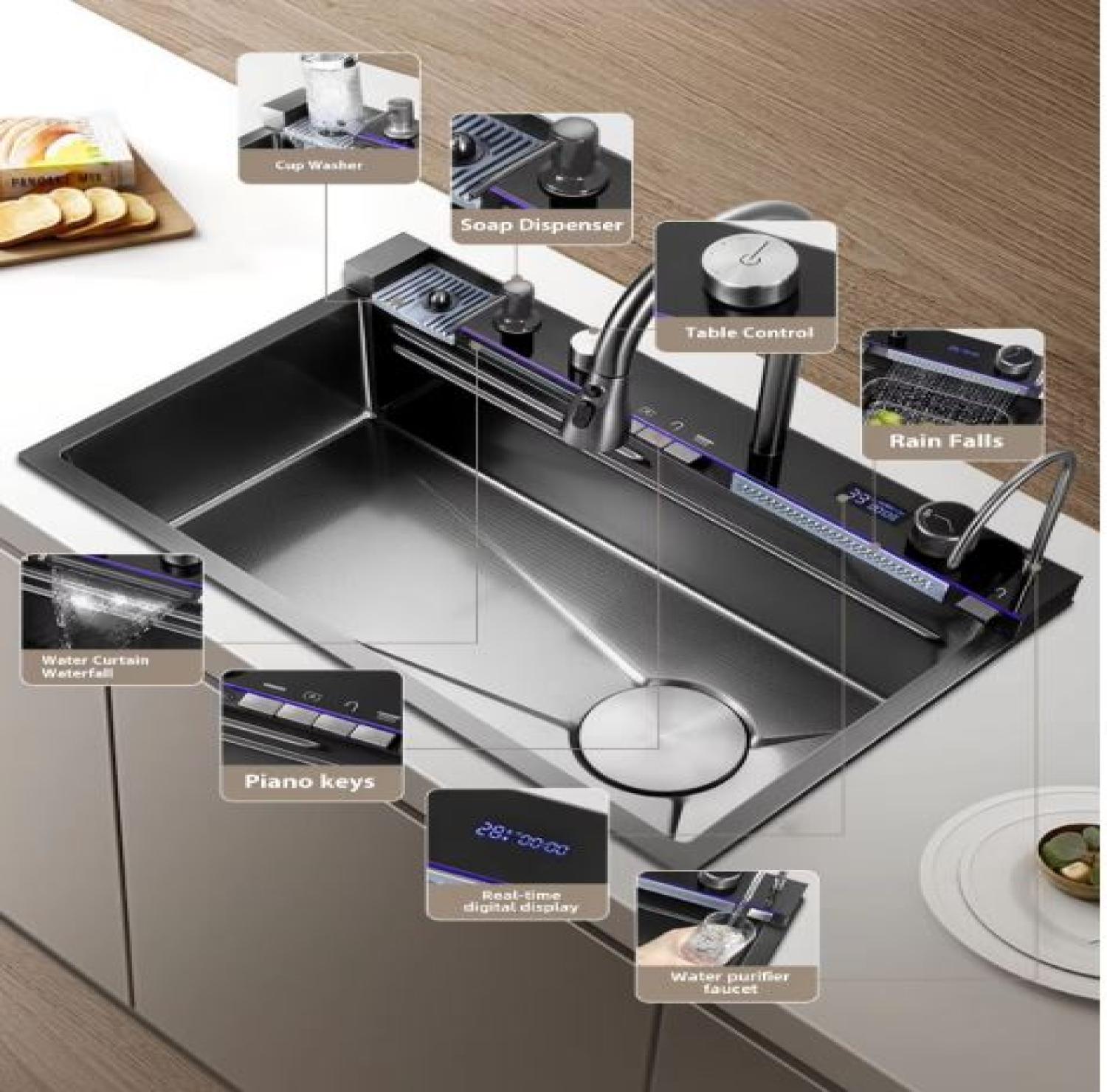 sink,kitchensink,blacksink,sinkcombo,36inchsink,handmadesink,MultifunctionalSmartKitchenSink