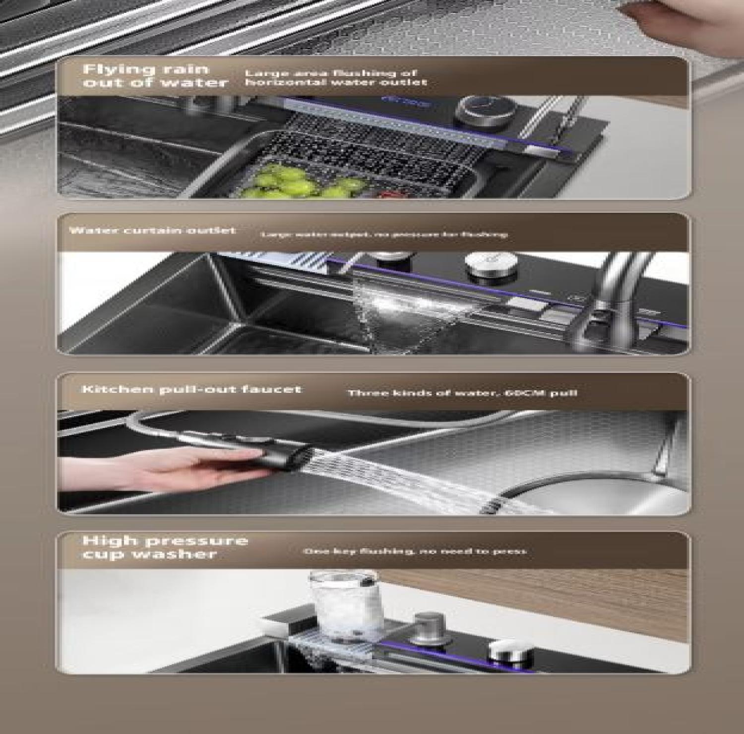 sink,kitchensink,blacksink,sinkcombo,36inchsink,handmadesink,MultifunctionalSmartKitchenSink