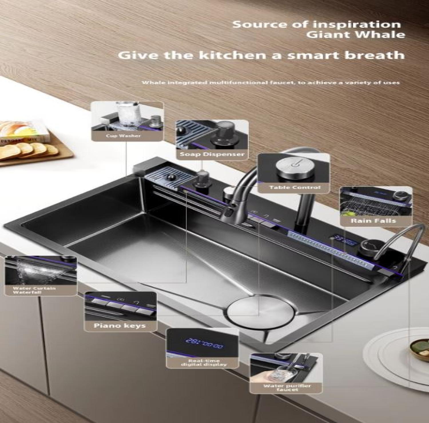 sink,kitchensink,blacksink,sinkcombo,36inchsink,handmadesink,MultifunctionalSmartKitchenSink