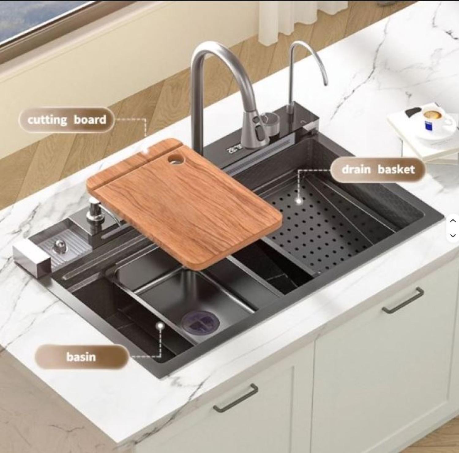 sink,kitchensink,blacksink,sinkcombo,36inchsink,handmadesink,MultifunctionalSmartKitchenSink