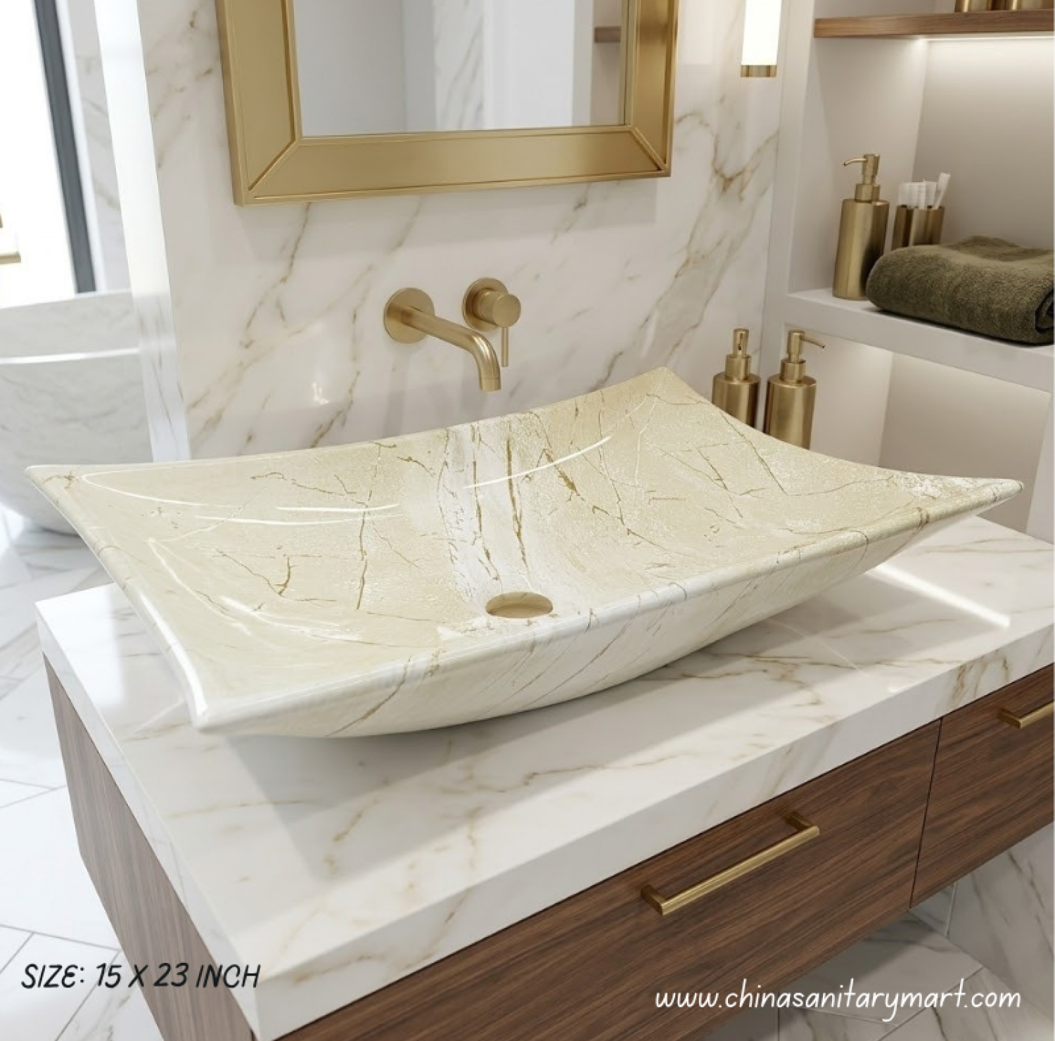 15 x 23 Inch Designer top Basin - Premium Marble Finish