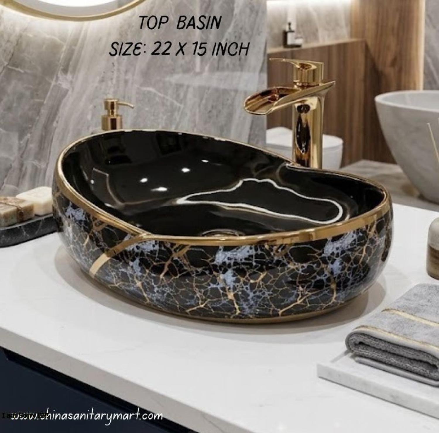 Luxury Floral Art Top Basin 19x15 Inch